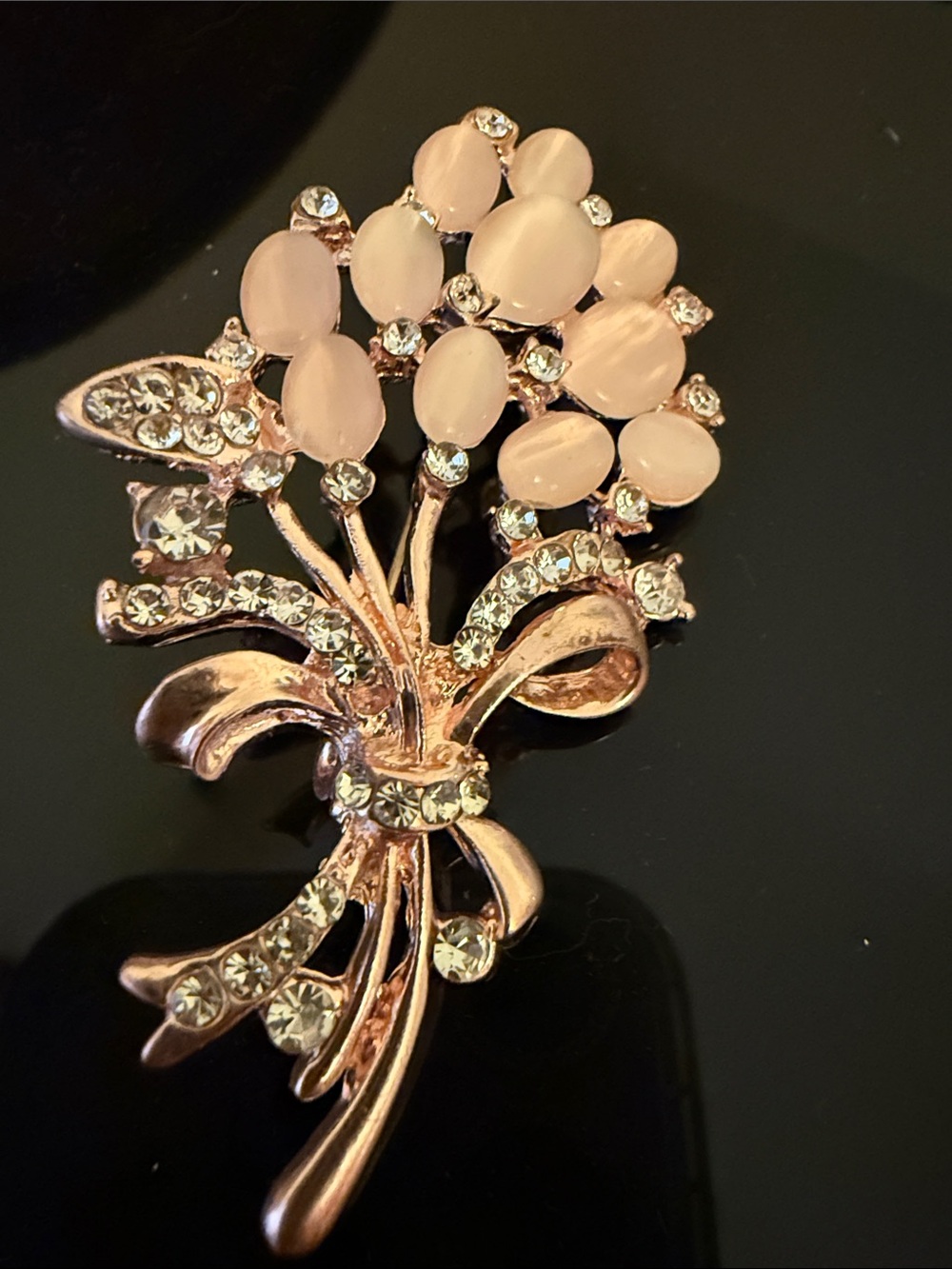 Rose Gold Pink Floral Bouquet Brooch - Women Jewelry